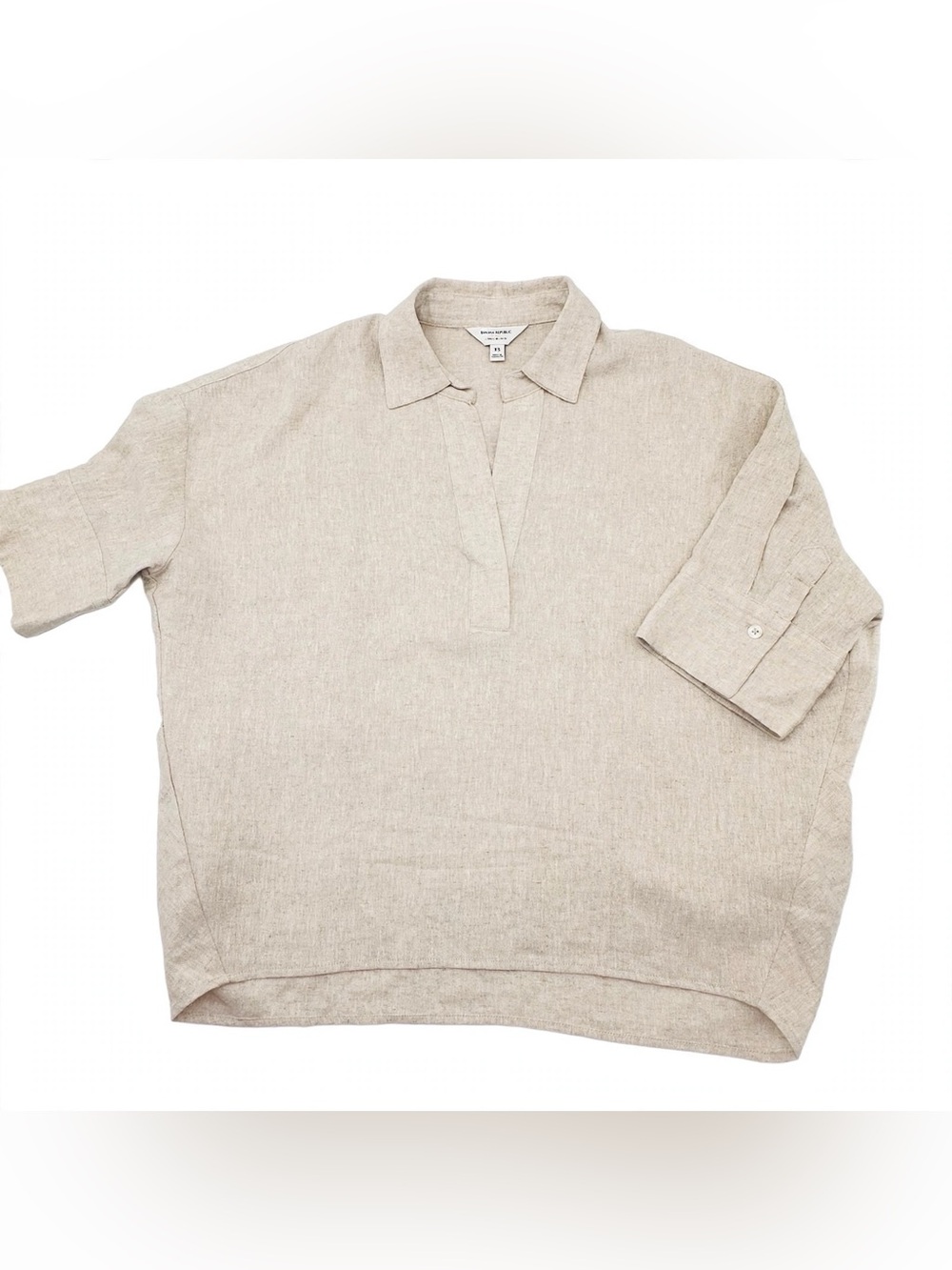 Banana Republic Beige Linen Button-Down Casual Shirt